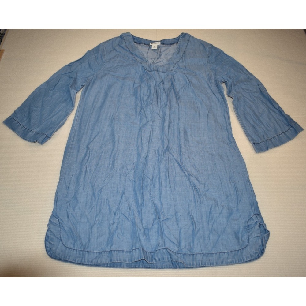 Stylus Womens Medium Shirt Dress Woven Long Sleeve Blue Notch Neckline